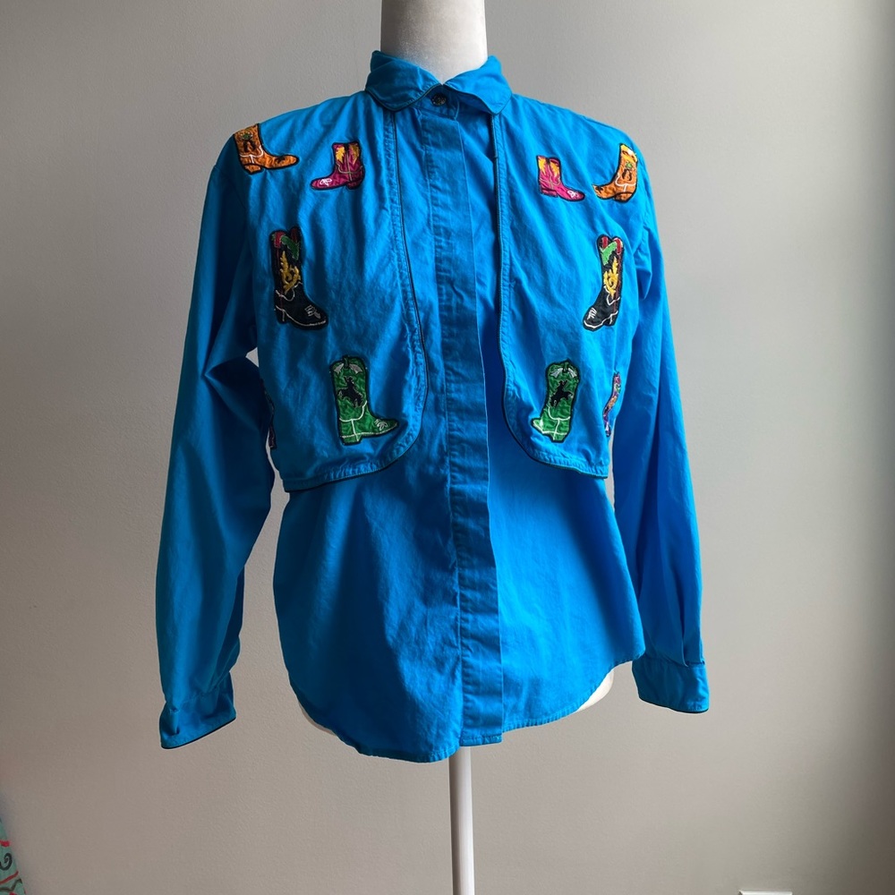 Vintage 80s Western Shirt w/ Cowboy Boots